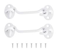 sourcing map 2Pcs 4 Inch Hook and Eye Latch, Barn Door Lock Privacy Hardware Stainless Steel Gate Lock for Window Cabin Hooks Sliding Door Bedroom Bathroom, White