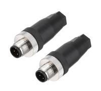 sourcing map 2Pcs 4 Pin M12 Male Aviation Connector Wire Plug A Coding 12mm Circular Sensor Connector Waterproof IP67 for Cable