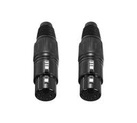 sourcing map 2pcs 4 Pin XLR Female Connector, Microphone Audio Cable Plug Mic Socket Accessories for Mixer, Power Amplifier, Black-2.76 inch