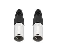 sourcing map 2pcs 4 Pin XLR Male Connector, Microphone Audio Cable Plug Mic Socket Accessories for Mixer, Power Amplifier, Silver-2.6 inch