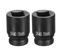 sourcing map 2pcs 4 Point Square Socket 1/2" Drive 18mm Metric Square Impact Socket CR-MO Blackening Standard Wheel Sockets Pneumatic Socket Tool for Auto Repair Mechanical Maintenance Home Use