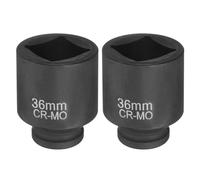 sourcing map 2pcs 4 Point Square Socket 3/4" Drive 36mm Metric Square Impact Socket CR-MO Blackening Standard Wheel Sleeve Pneumatic Sleeve Tool for Auto Repair Mechanical Maintenance Home Use