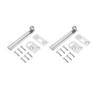 sourcing map 2Pcs 4" Solid Brass Surface Bolt, Concealed Security Slide Latch Door Lock with Screws, Brushed French Door Lock for Closet Cabinet Recessed Doors, Silver