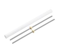 sourcing map 2Pcs 400mm Tr8x2 Lead Screw with Brass Nut (Acme Thread, 2mm Pitch, 1 Starts, 2mm Lead), 304 Stainless Steel Screw Bar Printer Upgrade Parts with Plastic Packaging Tube, Silver