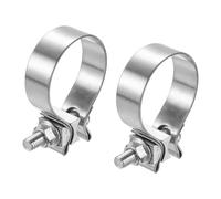 sourcing map 2pcs 410 Stainless Steel Exhaust Clamp 2.36" Butt Joint Narrow Band Muffler Seal Exhaust Narrow Lap Butt Clamps for Pipes Muffler Converters System Repair, Silver