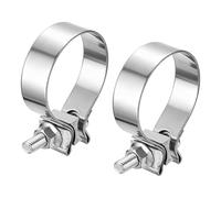 sourcing map 2pcs 410 Stainless Steel Exhaust Clamp 2.64" Butt Joint Narrow Band Muffler Seal Exhaust Narrow Lap Butt Clamps for Pipes Mufflers Converters System Repair, Silver