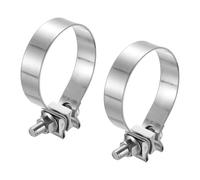 sourcing map 2pcs 410 Stainless Steel Exhaust Clamp 3.15" Butt Joint Narrow Band Muffler Seal Exhaust Narrow Lap Butt Clamps for Pipes Mufflers Converters System Repair, Silver