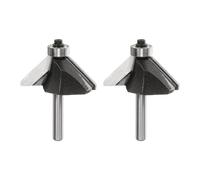 sourcing map 2pcs 45 Degree Chamfer Router Bit 1/4 Inch Shank 7/8" Cutting Edge Carbide Tip with Bearing for Woodworking Milling Cutter Tool, Black