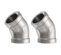 sourcing map 2pcs 45 Degree Elbow Cast Pipe Fitting 3/4" NPT Female 304 Stainless Steel Elbow Fitting Thread Connector for Water Fuel Air Plumbing Applications