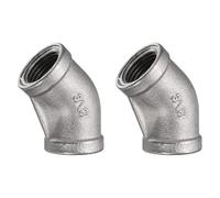 sourcing map 2pcs 45 Degree Elbow Cast Pipe Fitting 3/8" NPT Female 304 Stainless Steel Elbow Fitting Thread Connector for Water Fuel Air Plumbing Applications