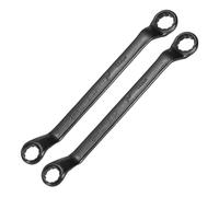 sourcing map 2pcs 45 Degree Offset Box End Wrench 12mm x 14mm Metric 12 Point Chrome Vanadium Steel Double Box Wrenches Long Industrial Grade Torx Box Wrench Repair Tool, Black