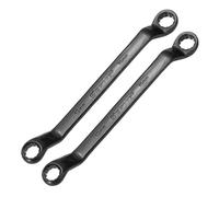 sourcing map 2pcs 45 Degree Offset Box End Wrench 13mm x 15mm Metric 12 Point Chrome Vanadium Steel Double Box Wrenches Long Industrial Grade Torx Box Wrench Repair Tool, Black