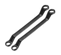 sourcing map 2pcs 45 Degree Offset Box End Wrench 14mm x 17mm Metric 12 Point Chrome Vanadium Steel Double Box Wrenches Long Industrial Grade Torx Box Wrench Repair Tool, Black