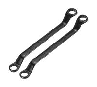 sourcing map 2pcs 45 Degree Offset Box End Wrench 17mm x 19mm Metric 12 Point Chrome Vanadium Steel Double Box Wrenches Long Industrial Grade Torx Box Wrench Repair Tool, Black