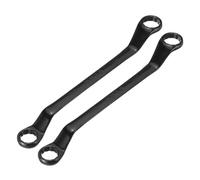 sourcing map 2pcs 45 Degree Offset Box End Wrench 22mm x 24mm Metric 12 Point Chrome Vanadium Steel Double Box Wrenches Long Industrial Grade Torx Box Wrench Repair Tool, Black