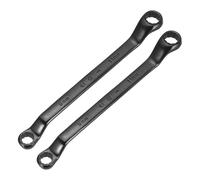 sourcing map 2pcs 45 Degree Offset Box End Wrench 9mm x 11mm Metric 12 Point Chrome Vanadium Steel Double Box Wrenches Long Industrial Grade Torx Box Wrench Repair Tool, Black