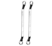 sourcing map 2pcs 45 Degree Offset Box End Wrenches 8mm x 10mm Metric 12 Point Mirror Chrome Plated CR-V Steel Double Box Wrenches Long Industrial Grade Torx Box Wrench Repair Tool