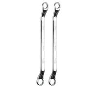 sourcing map 2pcs 45 Degree Offset Box End Wrenches 9mm x 11mm Metric 12 Point Mirror Chrome Plated CR-V Steel Double Box Wrenches Long Industrial Grade Torx Box Wrench Repair Tool
