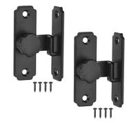 sourcing map 2Pcs 45mm/1.77" Barn Door Lock, 90 Degree Flip Barn Door Lock for Single Hinged & Sliding Doors, Stainless Steel Sliding Security Latch with Screws for Garden Bathroom, Black