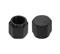 sourcing map 2pcs 4AN Female Flare Cap Block Off Fitting Plug Adapter Aluminum Female Flare Cap Port Fitting Nut Universal Car Accessories for Fuel Oil Line System, Black