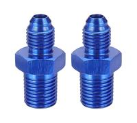 sourcing map 2Pcs 4AN Male Flare to 1/4" NPT Pipe Fitting, Aluminum Straight Male Union Coupler Connector Fuel Hose Adapter for Automotive, Blue