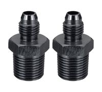 sourcing map 2Pcs 4AN Male Flare to 3/8" NPT Pipe Fitting, Aluminum Straight Male Union Coupler Connector Fuel Hose Adapter for Automotive, Black