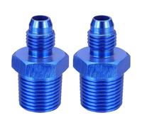 sourcing map 2Pcs 4AN Male Flare to 3/8" NPT Pipe Fitting, Aluminum Straight Male Union Coupler Connector Fuel Hose Adapter for Automotive, Blue
