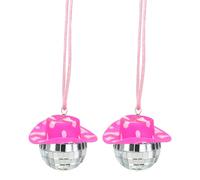 sourcing map 2Pcs 4cm Disco Ball Car Accessory Bling Disco Mirror Ornament Car Mirror Hanging for Car, Birthday Party Accessory Pink White