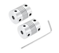 sourcing map 2Pcs 4mm to 5mm Aluminum Alloy Shaft Coupling L25xD19 Flexible Coupler Beam for 3D Printer CNC Machine DIY Encoders and Motors Shaft,Silver