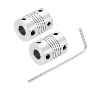sourcing map 2Pcs 4mm to 8mm Aluminum Alloy Shaft Coupling L25xD19 Flexible Coupler Beam for 3D Printer CNC Machine Encoders and Motors Shaft,Silver
