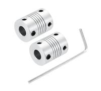 sourcing map 2Pcs 4mm to 8mm Aluminum Alloy Shaft Coupling L25xD19 Flexible Coupler Beam Stepper Motor Joint Connector for 3D Printer CNC Machine DIY Encoders and Motors Shaft,Silver