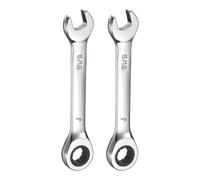 sourcing map 2pcs 5/16 Inch Ratcheting Combination Wrench Cr-V Ratchet Box Ended and Open End 72 Teeth 12 Point Anti-Slip Stubby with Mirror Polish for Tight Space