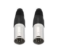 sourcing map 2pcs 5 Pin XLR Male Connector, Microphone Audio Cable Plug Mic Socket Accessories for Mixer, Power Amplifier, Silver-2.6 inch