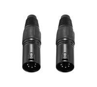 sourcing map 2pcs 5 Pin XLR Male Connector, Microphone Audio Cable Plug Mic Socket Accessories for Mixer, Power Amplifier, Black-2.64 inch