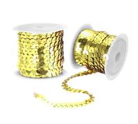 sourcing map 2Pcs 5 Yards x 0.24 Inch 6mm Flat Sequin Strip Laser Sequins Fabric Paillette Spangle Sequins Trim for Crafts DIY Sequin Fringe Sewing Light Gold