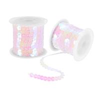 sourcing map 2Pcs 5 Yards x 0.24 Inch 6mm Flat Sequin Strip Laser Sequins Fabric Paillette Spangle Sequins Trim for Crafts DIY Sequin Fringe Sewing White AB