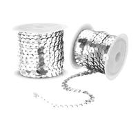 sourcing map 2Pcs 5 Yards x 0.24 Inch 6mm Flat Sequin Strip Laser Sequins Fabric Paillette Spangle Sequins Trim for Crafts DIY Sequin Fringe Sewing Silver