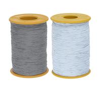 sourcing map 2pcs 500m Shirring Elastic for Sewing 0.5mm Thickness Shearing Elastic Elastic Sewing Thread Stretch Stretchy Cord for Embroidery Cuffs Sewing Machine, Dark Gray & White
