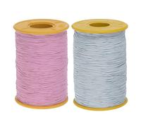 sourcing map 2pcs 500m Shirring Elastic for Sewing 0.5mm Thickness Shearing Elastic Elastic Sewing Thread Stretch Stretchy Cord for Embroidery Cuffs Sewing Machine, Light Gray & Light Pink