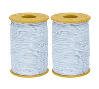 sourcing map 2pcs 500m Shirring Elastic for Sewing 0.5mm Thickness Shearing Elastic Elastic Sewing Thread Stretch Stretchy Cord for Embroidery Cuffs Sewing Machine Jewelry Making, White