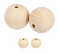sourcing map 2Pcs 50mm Wood Beads, Unfinished Wooden Natural Beads Round Wood Spacer Beads for Bracelets Hair Jewelry Making DIY Crafts Garland Macrame Home Decor