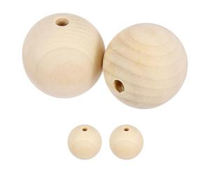 sourcing map 2Pcs 50mm Wood Beads, Unfinished Wooden Natural Beads Round Wood Spacer Beads for Bracelets Hair Jewelry Making DIY Crafts Garland Macrame Home Decor