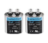 sourcing map 2Pcs 5MFD CBB65 Run Start Capacitor 5uF, 370/440V Oval AC Capacitor for AC Motor Run, HVAC, Air Conditioner, Condenser Motors