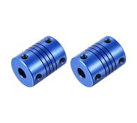 sourcing map 2Pcs 6.35mm to 8mm Aluminum Alloy Shaft Coupling L25xD19 Flexible Coupler with Screws Beam for 3D Printer CNC Machine DIY Encoders and Motors Shaft,Blue