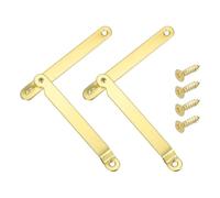 sourcing map 2Pcs 6.5"x0.43" Folding Support Lid Hinges, Right Side Lift Up Lid Stay Hinge, 180 Degree Rotatable Metal Retro Hinges with Screws for Wooden Cases Boxes Trunk Chest, Copper