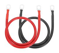sourcing map 2PCS 6 AWG Battery Cable, 2ft Pure Copper Battery Inverter Cables with 3/8" Ring Terminals for Marine Solar Boat Car RV, Red Black