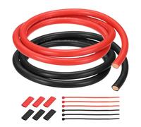 sourcing map 2pcs 6 AWG Silicone Electrical Wire, 6 Gauge 1m/3ft Tinned Copper Electrical Wires with Heat Shrink Tubing & Cable Ties for Automotive, Motor, RV Inverter - Red & Black