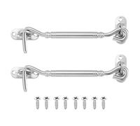 sourcing map 2Pcs 6" Hook and Eye Latch, Barn Door Lock Stainless Steel Cabin Hook Privacy Door Gate Hooks for Window Sliding Door Fence Shed, Silver