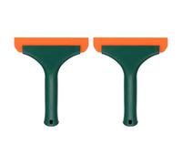 sourcing map 2Pcs 6 Inch Shower Squeegee for Glass Doors, All-Purpose Bath Squeegee with Handle for Bathroom Window Mirror Car Glass, Dark Green/Orange