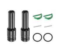 sourcing map 2pcs 6 Point Deep Impact Socket 1/2" Drive 10mm Metric Standard Socket Cr-Mo Steel Spindle Axle Hex Nut Bolt Sockets with Rubber Ring Locking Pin